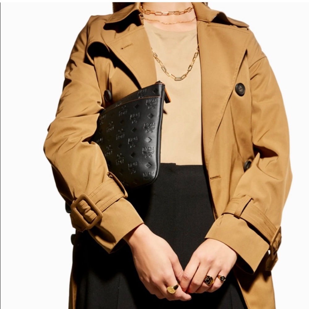 MCM Klara Medium Monogrammed Leather Clutch Bag - Black